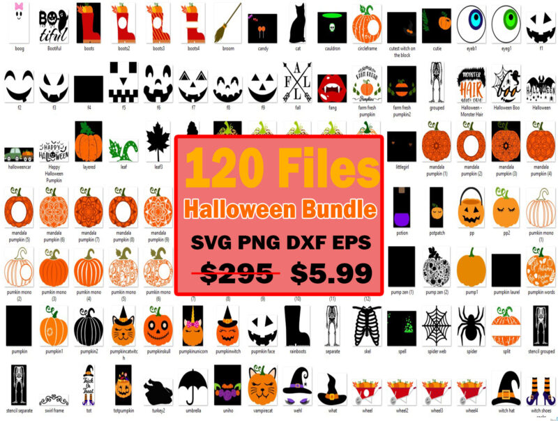 120 Files SVG PNG Bundle Halloween, Halloween bundle svg, Halloween Vector, Witch svg, Ghost svg, Halloween shirt svg