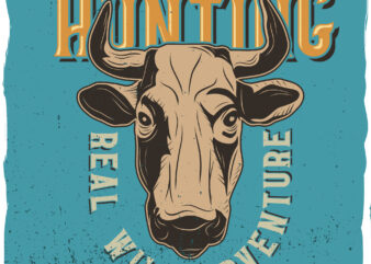 A bull with horns and a hunting design, t-shirt design