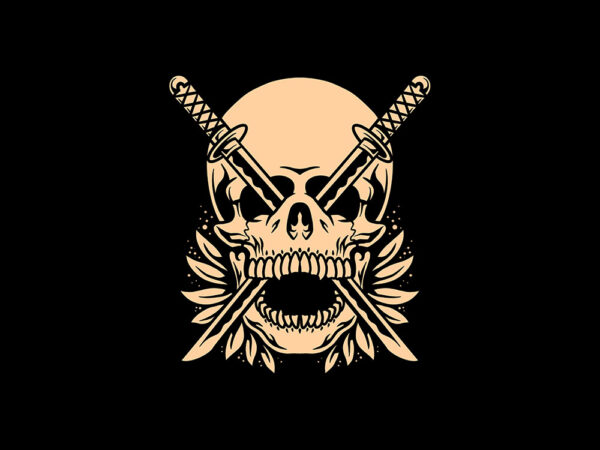 Katana skull t shirt vector art