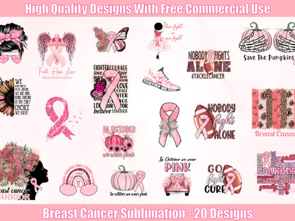 Breast cancer warrior sublimation bundle tshirt design