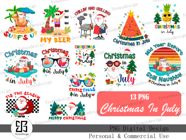 Christmas in july sublimation bundle tshirt design