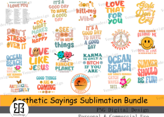 Aesthetic Sayings Sublimation Bundle Tshirt Design