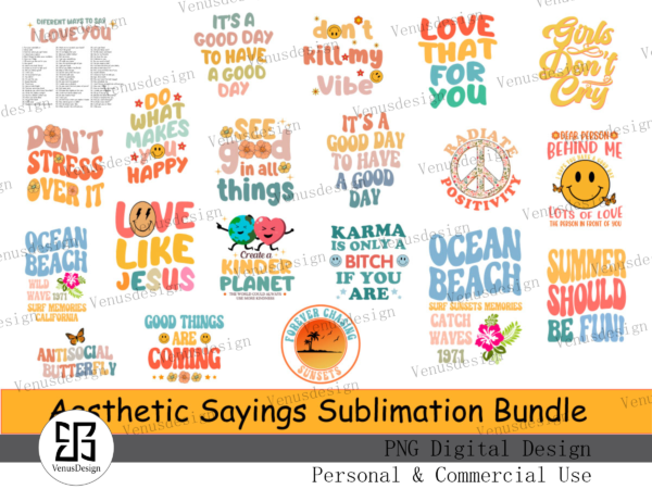 Aesthetic sayings sublimation bundle tshirt design