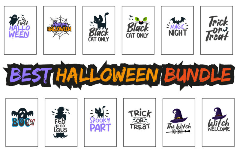 12 Best selling halloween T-shirt bundle svg eps png and ai