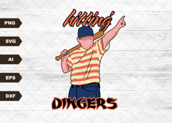 Hittin Dingers digital files, baseball SVG, baseball design | Sublimation designs, digital downloads