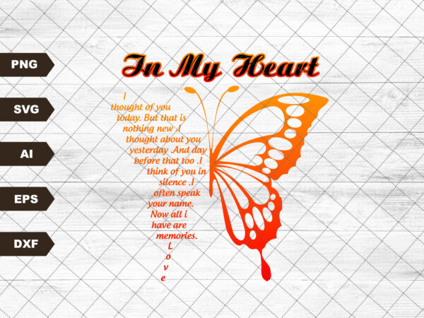 In my heart i though of you today svg, dad memorial day svg, dad life, dad angel wings svg, father’s day svg, losing dad svg t shirt design for sale
