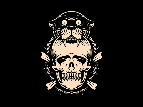 panther and crossbones t shirt illustration panther and crossbones t shirt illustration