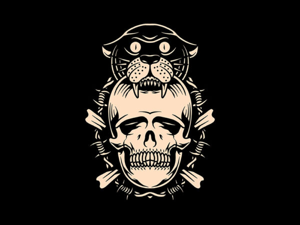 Panther and crossbones t shirt illustration