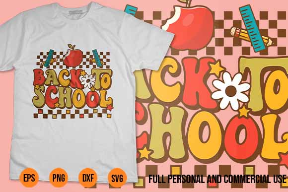 Groovy teacher vibes elementary retro welcome back to school svg t shirt design template