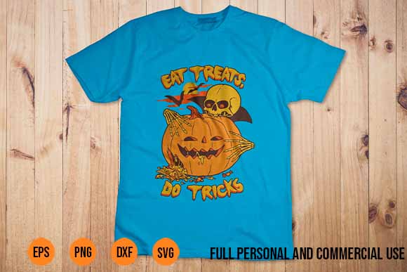 Funny Happy Halloween Skull and Pumpkin Shirt Design