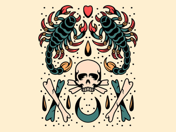 Scorpion tattoo flash t shirt template vector