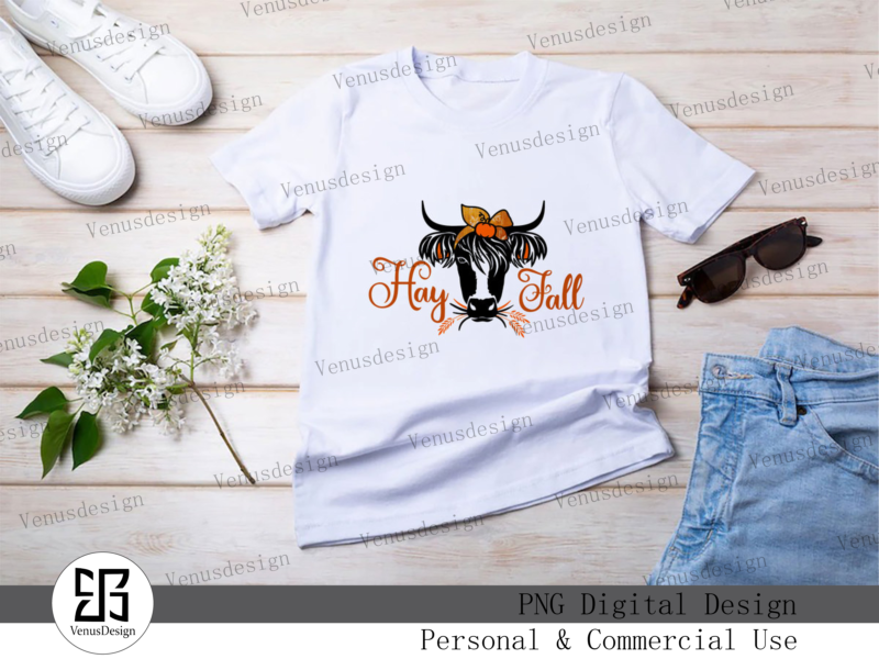 Hay Fall With Cow Sublimation Tshirt Design