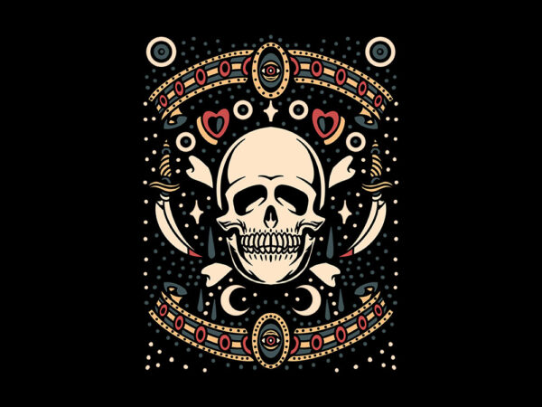 Skull dagger flash t shirt template vector