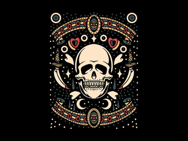 Skull dagger flash t shirt template vector