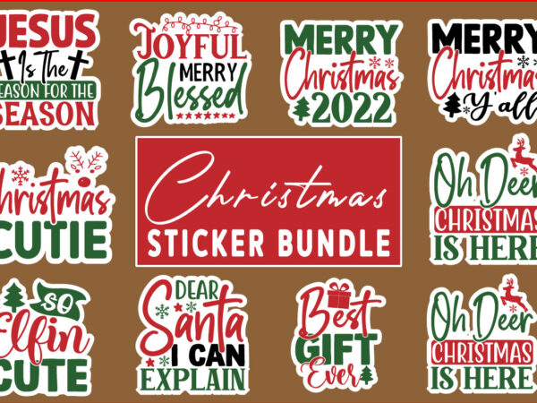 Christmas sticker design bundle