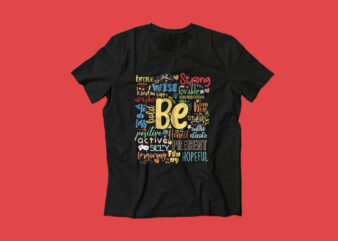 Be brave, Strong, motivational typographic design for sale