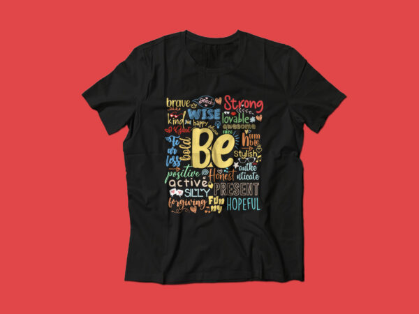 Be brave, strong, motivational typographic design for sale