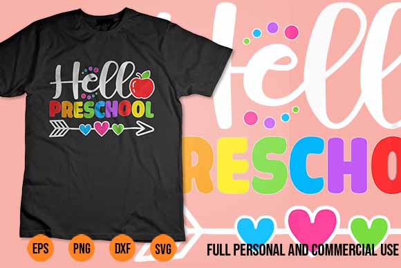 Hello preschool svg t shirt design best new 2022 heart teacher student back to school boy girlmaze puzzle