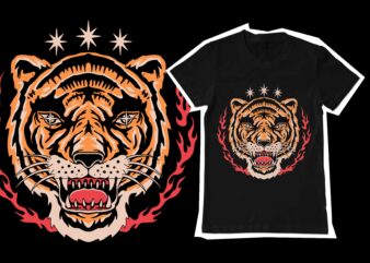 Tiger and flame t-shirt template