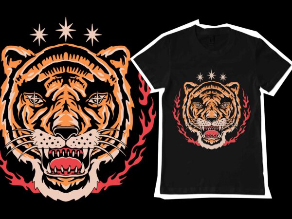 Tiger and flame t-shirt template