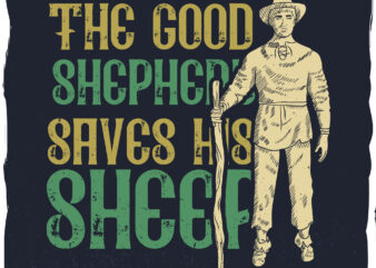 A shepherd with a stick, t-shirt design