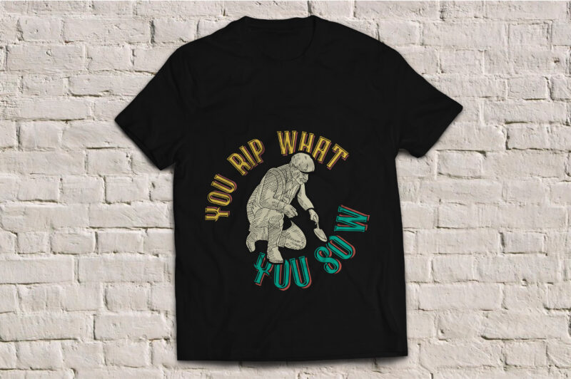 A man sowing something in the garden, t-shirt design