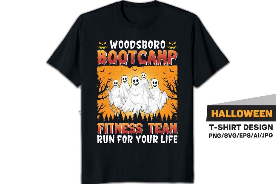 Woodsboro Bootcamp Fitness Team Run for your life Halloween T-shirt Design for Halloween lovers Halloween t-shirts new Halloween t-shirt design 2022