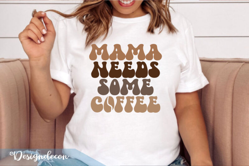 Retro Mama Coffee PNG Sublimation T-shirt Designs Bundle - Buy t-shirt ...