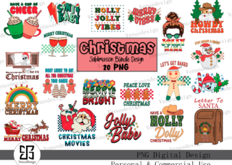 Christmas Sublimation Bundle – 20 PNG t shirt vector file