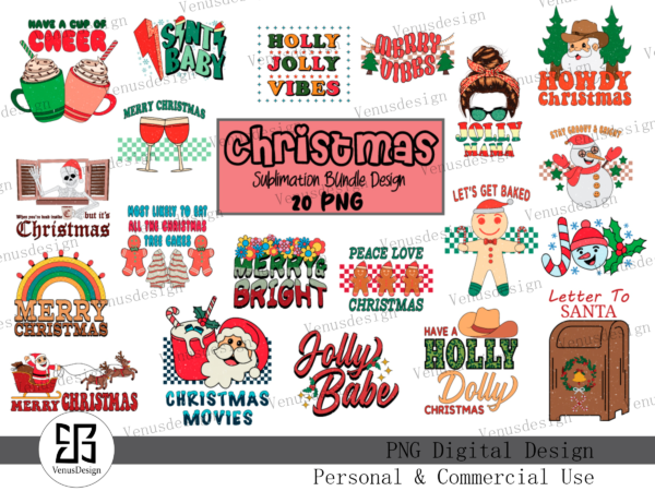 Christmas sublimation bundle – 20 png t shirt vector file