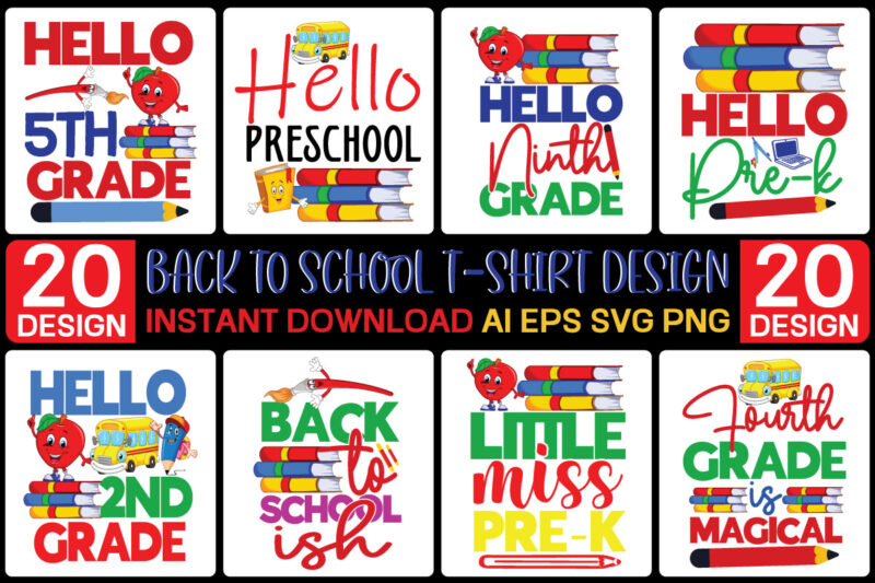 Back To School T-shirt Design , T-Shirt Design,Teacher SVG Bundle, school svg, teacher svg, first day of school, svg bundle, kindergarten svg, back to school svg, cut file for cricut,