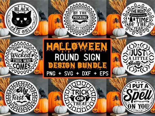 Halloween round sign design bundle