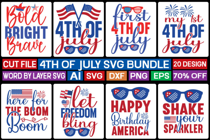 4Th Of July T-shirt design,4th July SVG Bundle, 4th Of July Bundle Svg, Clipart Svg File for Cutting Machine, Silhouette Cameo, Cricut, Commercial Use Digital Files,4th of July SVG Bundle,