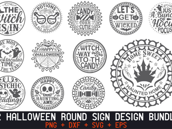 Halloween round sign design bundle