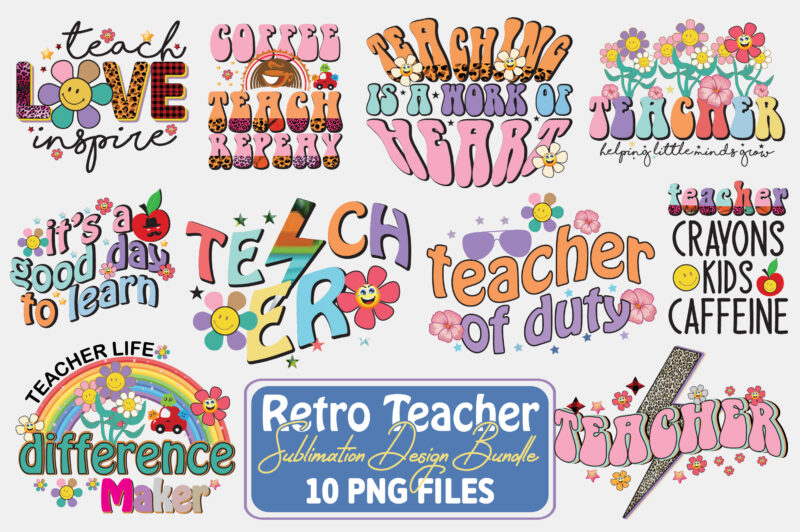Reto Teacher Sublimation Design Bundle