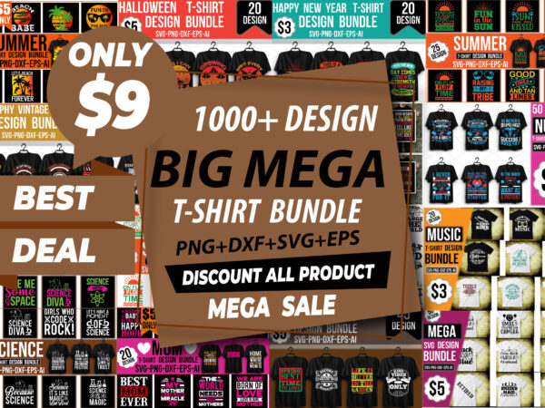 Big mega t-shirt design bundle