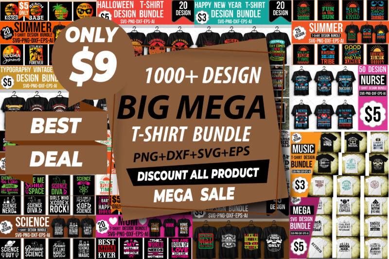 Big Mega T-shirt Design Bundle