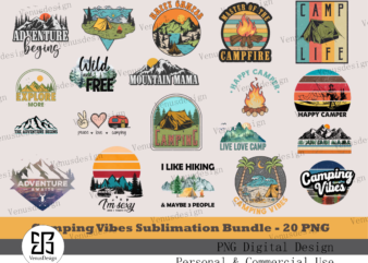 Camping Vibes Sublimation Bundle t shirt vector file