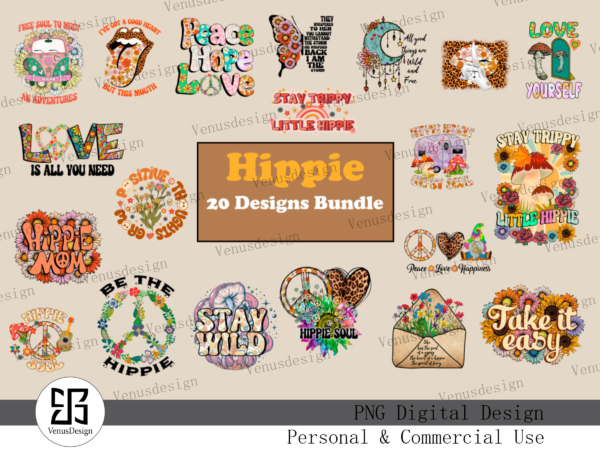 Hippie sublimation designs bundle