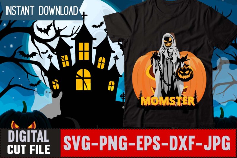MOMSTER T-shirt Design,Halloween t-shirt design , halloween graphic t-shirt design , halloween t-shirt design bundle,halloween t-shirt design bundle, halloween t-shirt bundle, halloween bundle, halloween couple bundle, couple png svg,me and