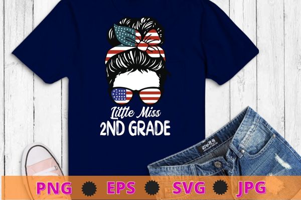 Little miss second grade girl back to school shirt 2nd grade t-shirt design svg, little miss second grade girl back png, afro girl, messy bun