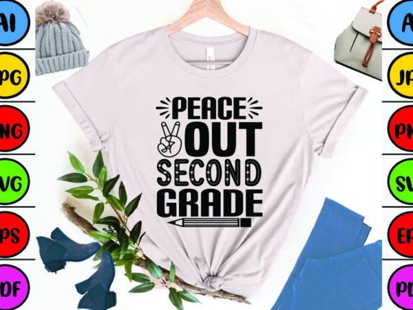 Peace out second grade t shirt illustration
