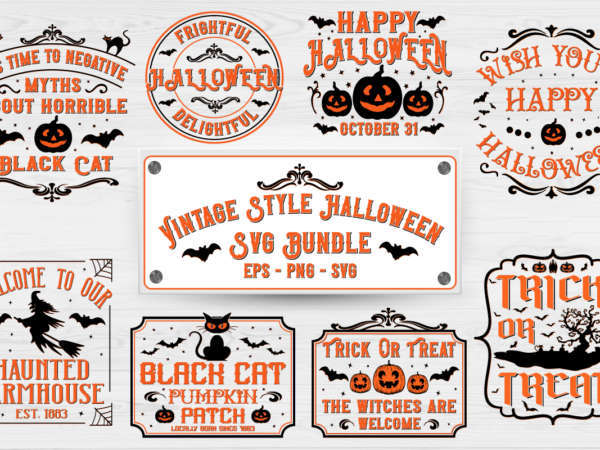 Vintage style halloween svg bundle | vintage halloween t-shirt design bundle | vintage halloween sign bundle
