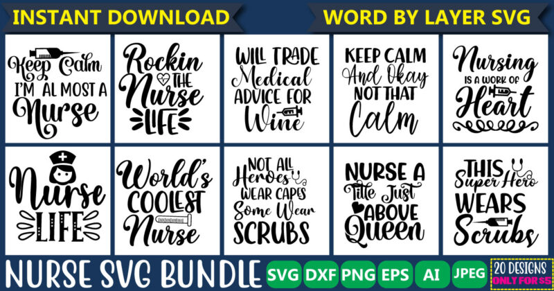 Nurse Life SVG, PNG, Scrubs, Superpower, Registered nurse, Stethoscope, digital file, sticker,Nurse Bundle SVG, Nurse Quotes SVG, Doctor Svg, Nurse Svg Heart, Superhero, Nurse Life, Stethoscope, Cut Files For Cricut,