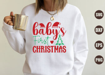 Baby`s first christmas t shirt template