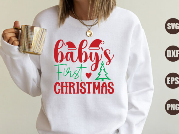 Baby`s first christmas t shirt template