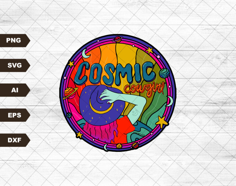Cosmic Cowgirl PNG File, Sublimation Designs Downloads, Digital Download, Sublimation Design, Western Design, Sublimation Designs