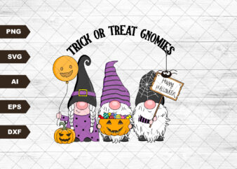 Trick or Treat Gnomies, Halloween Gnome Design, Halloween Gnome PNG, Halloween Gnome Sublimation Design, PNG File only