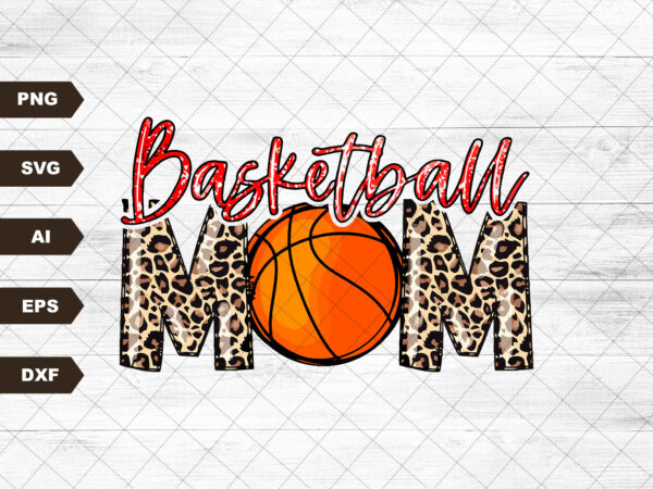 Basketball mom png image, basketball leopard blue design, sublimation designs downloads, png image