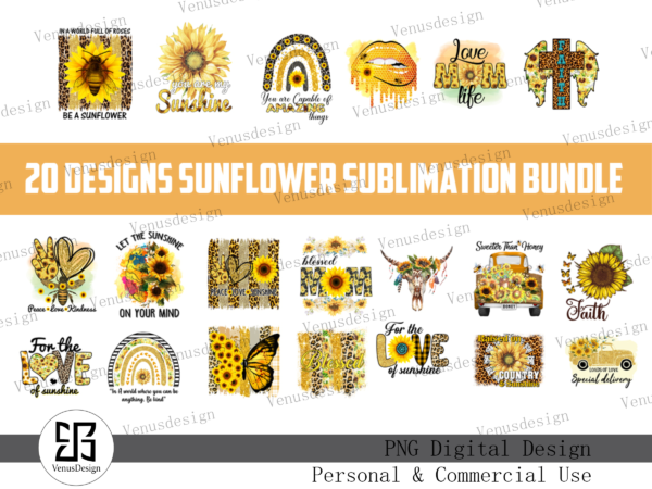 20 designs sunflower sublimation bundle